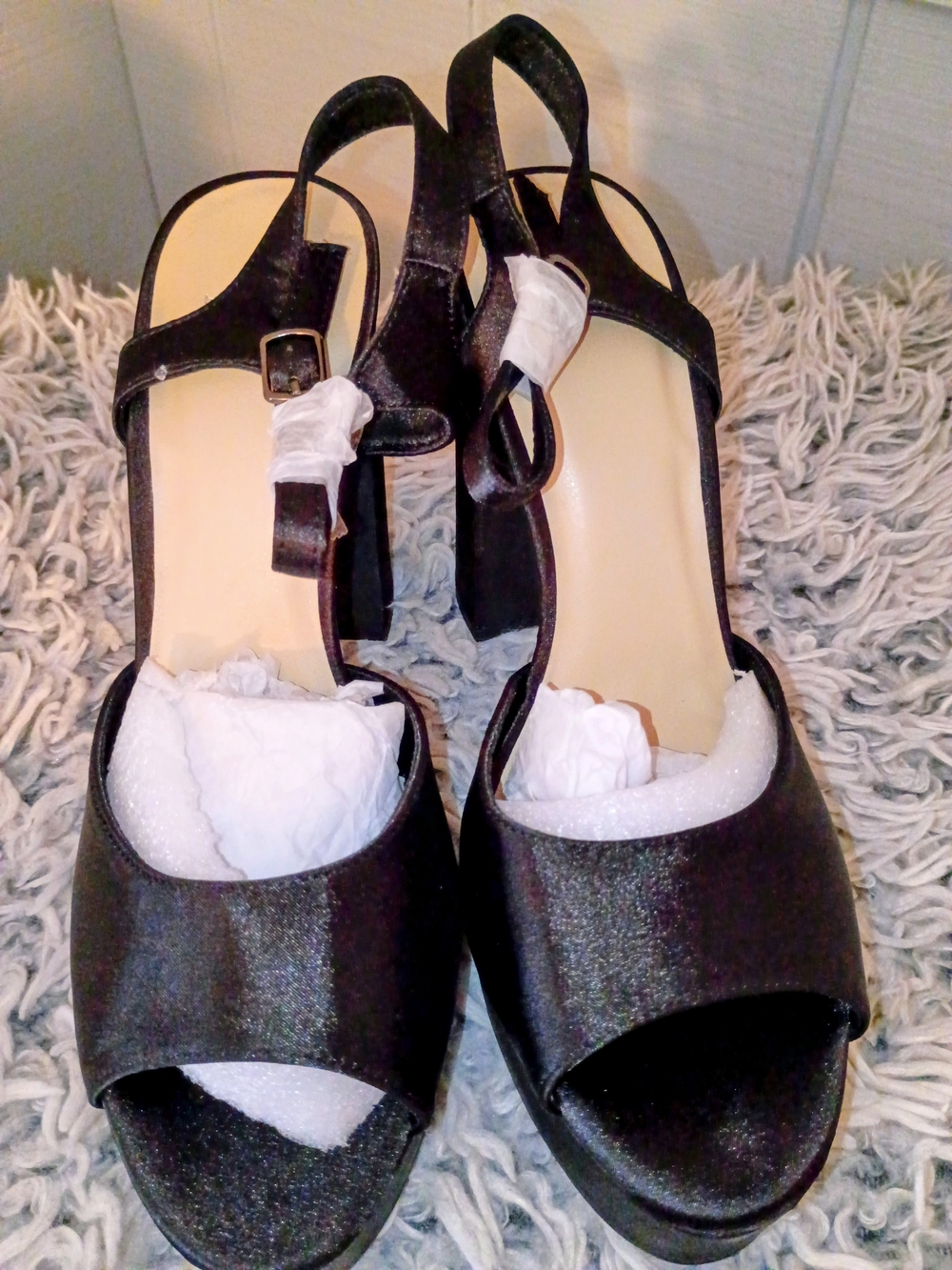 H by Halston Black Peep-Toe Slingback Heels